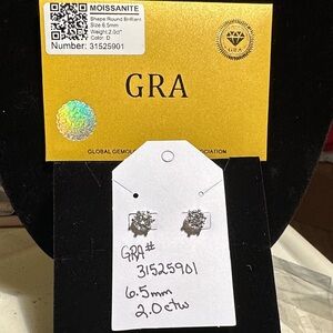 Moissanite Stud Earrings in White/Silver - Classic Round Cut